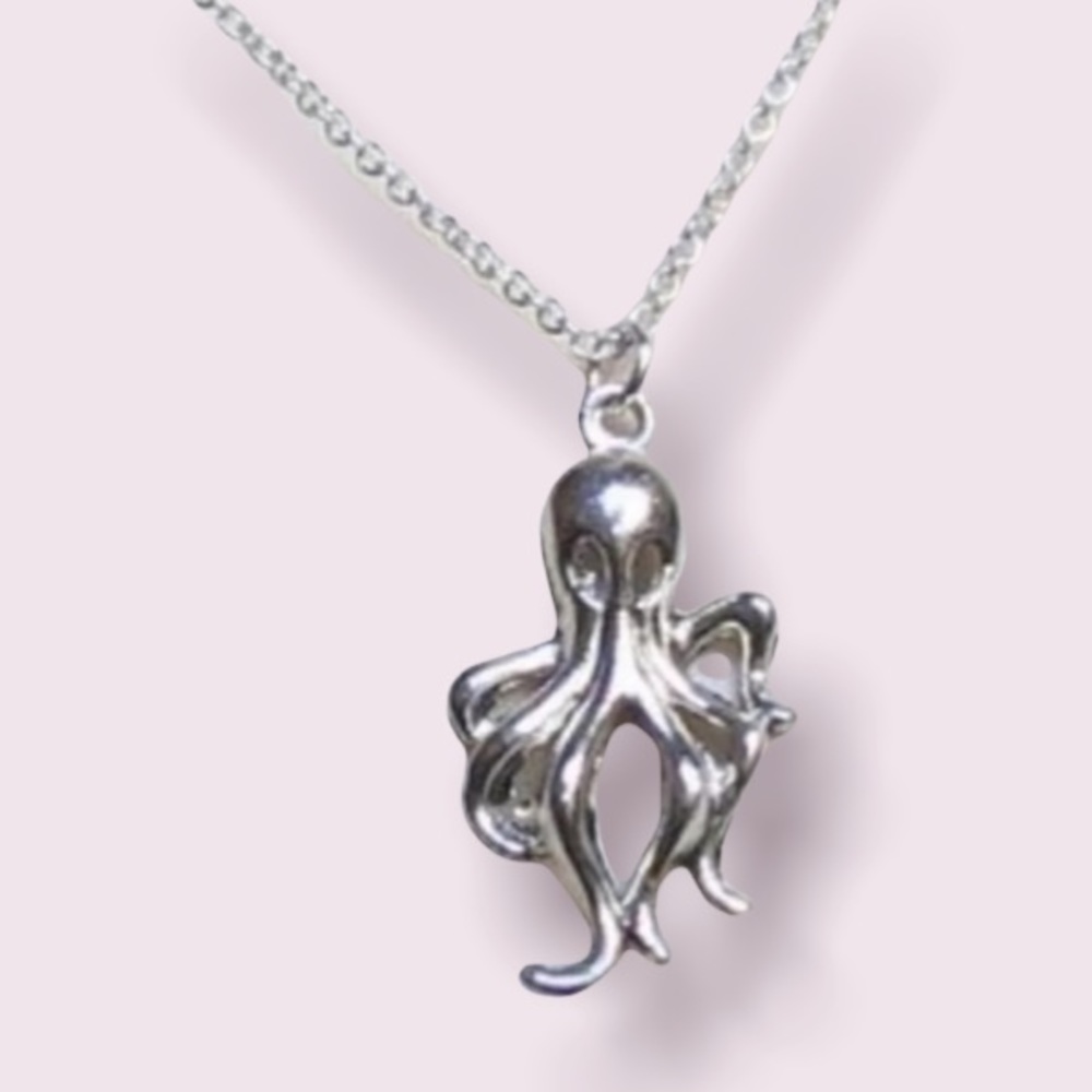 Silver Octopus Charm Necklace